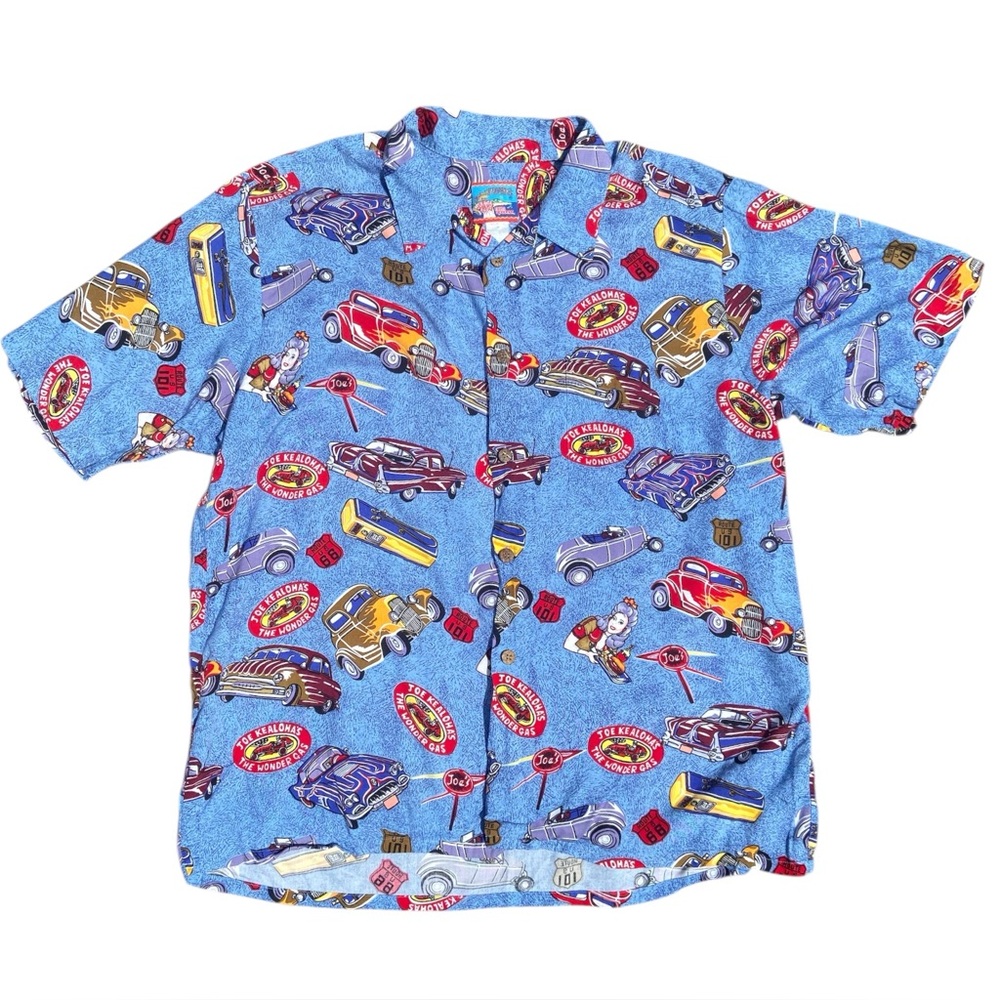 Vintage Joe Kealohas Hawaiian Aloha Shirt Reyn Spooner Blue Classic Cars XXL